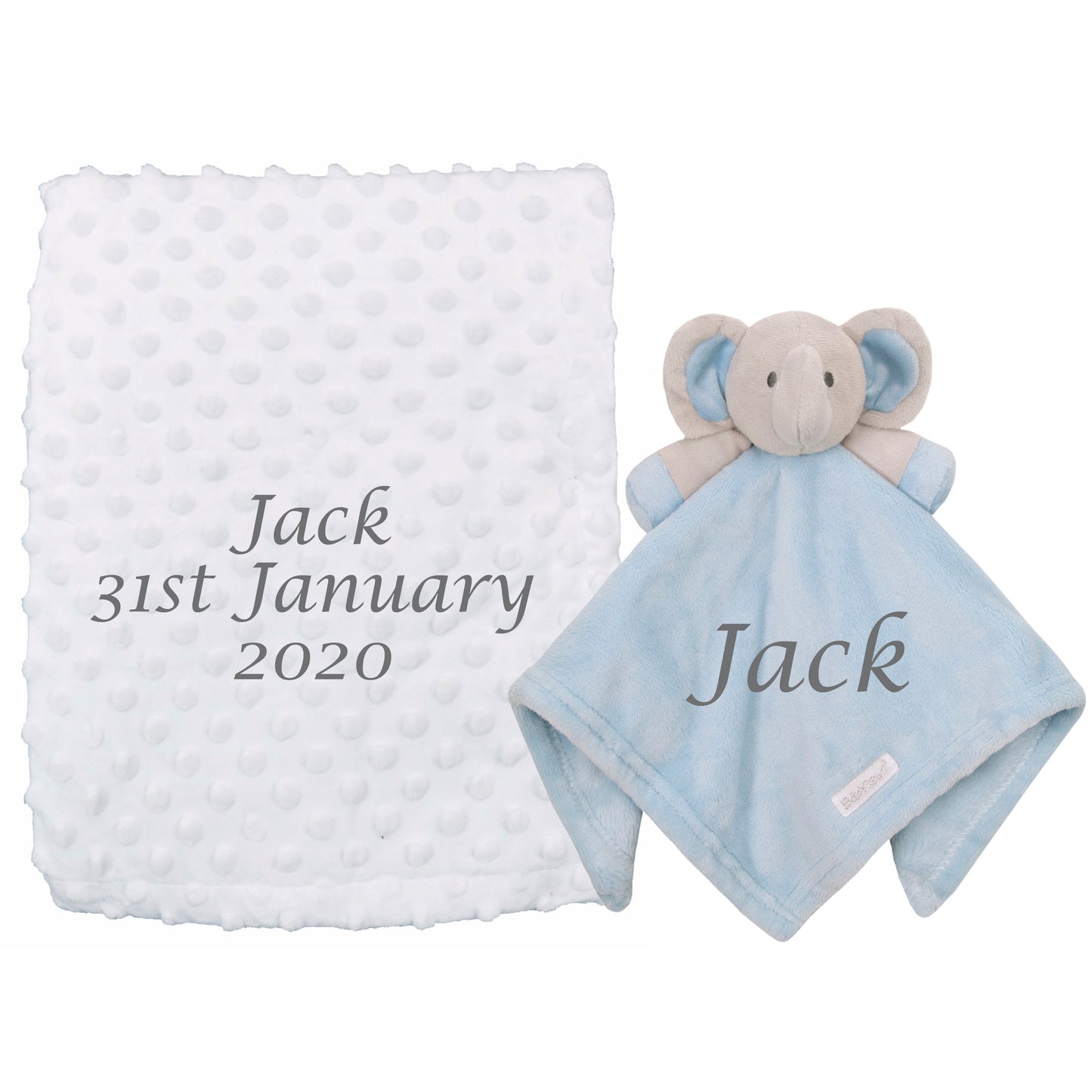 BOTH Personalised with Embroidery Luxury Bobble Blanket Baby Blanket Comforter Set Keepsake Gift for Baby