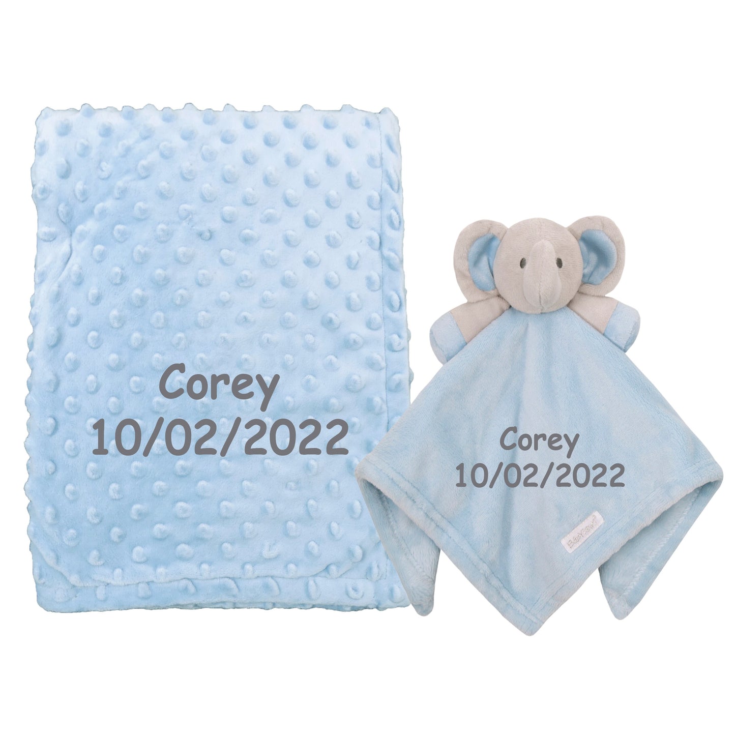 BOTH Personalised with Embroidery Luxury Bobble Blanket Baby Blanket Comforter Set Keepsake Gift for Baby