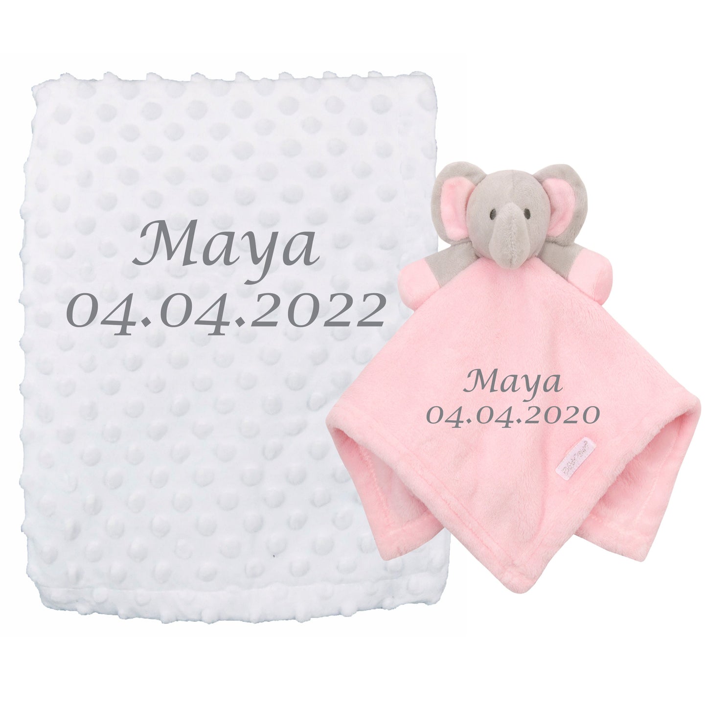BOTH Personalised with Embroidery Luxury Bobble Blanket Baby Blanket Comforter Set Keepsake Gift for Baby