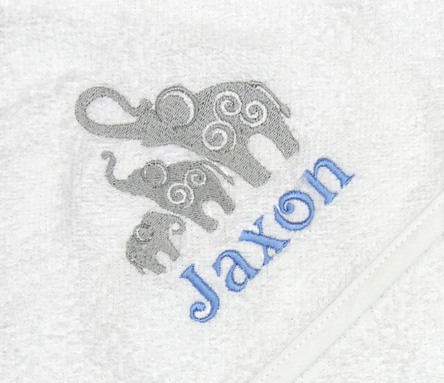 Hooded Baby Towel Elephant Family and baby Name PERSONALISED with EMBROIDERY Baby Shower Gift