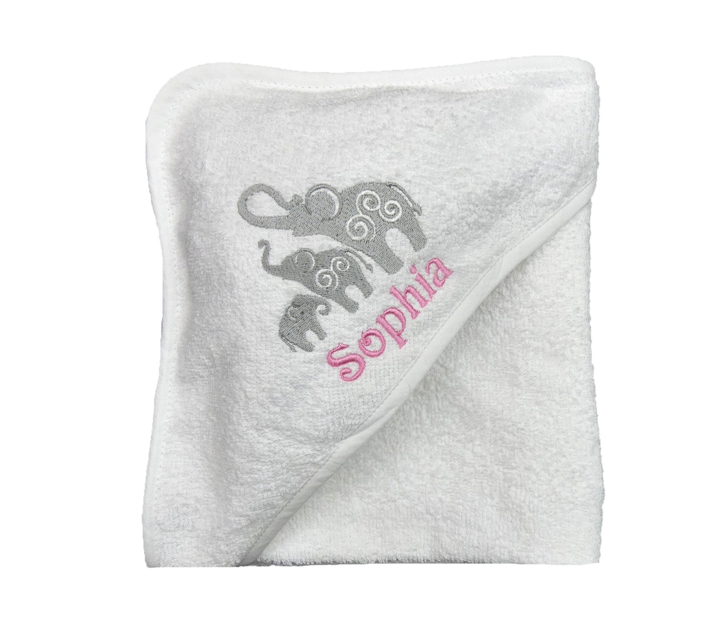 Hooded Baby Towel Elephant Family and baby Name PERSONALISED with EMBROIDERY Baby Shower Gift