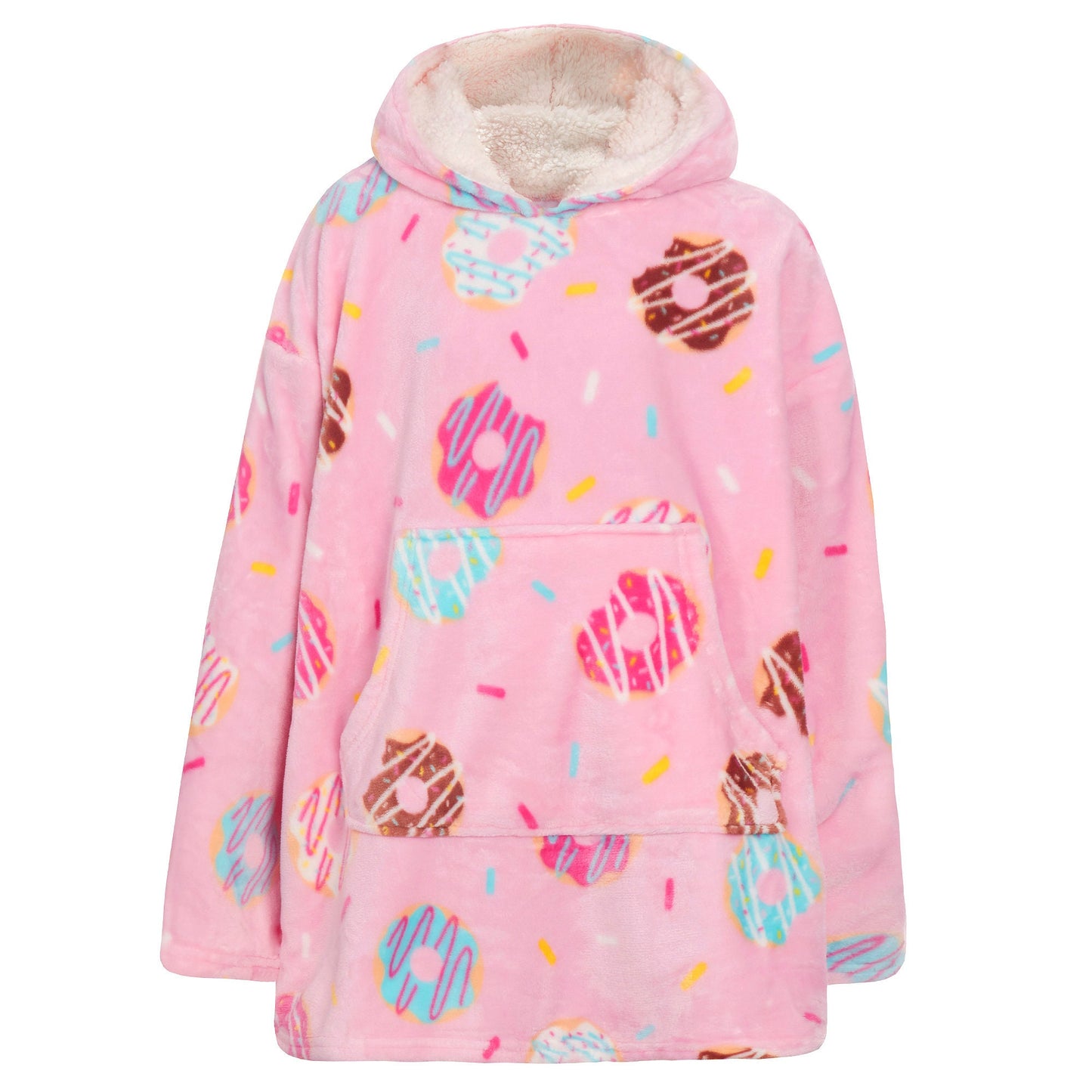 Personalised Girls Oversized Donut Hoodie for Lounging and Gifts One Size 8 Years and Above