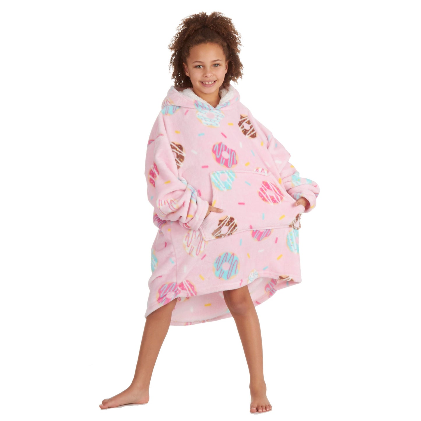 Personalised Girls Oversized Donut Hoodie for Lounging and Gifts One Size 8 Years and Above