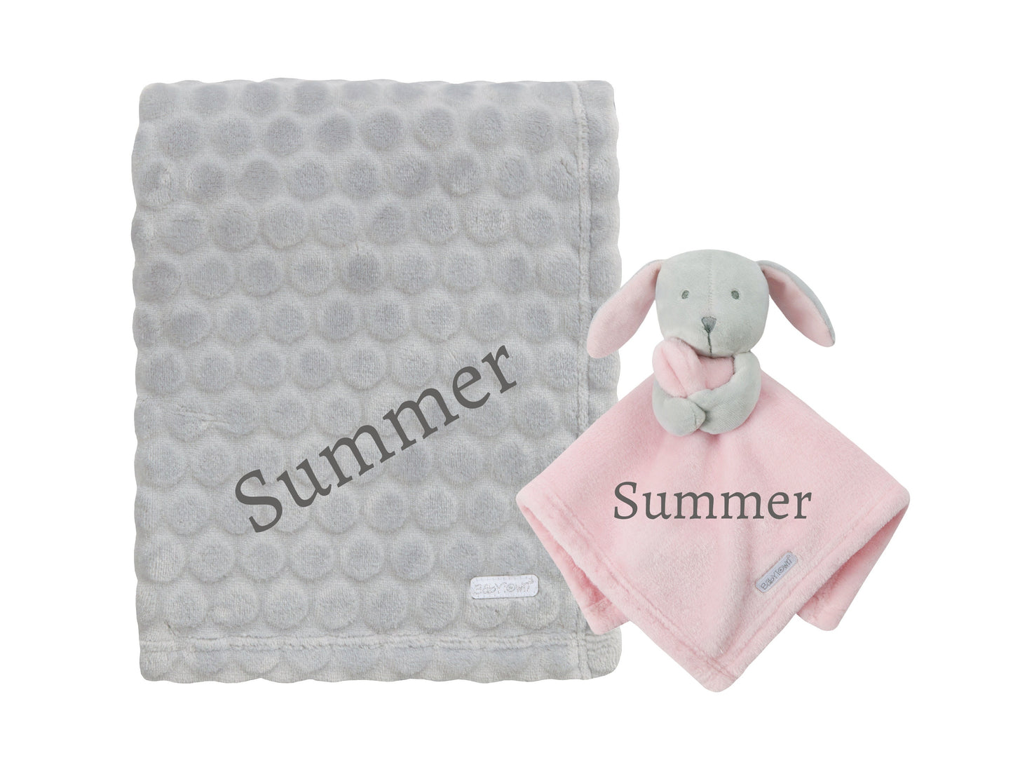 BOTH Personalised with Embroidery Luxury Bobble Blanket Baby Blanket Comforter Set Keepsake Gift for Baby