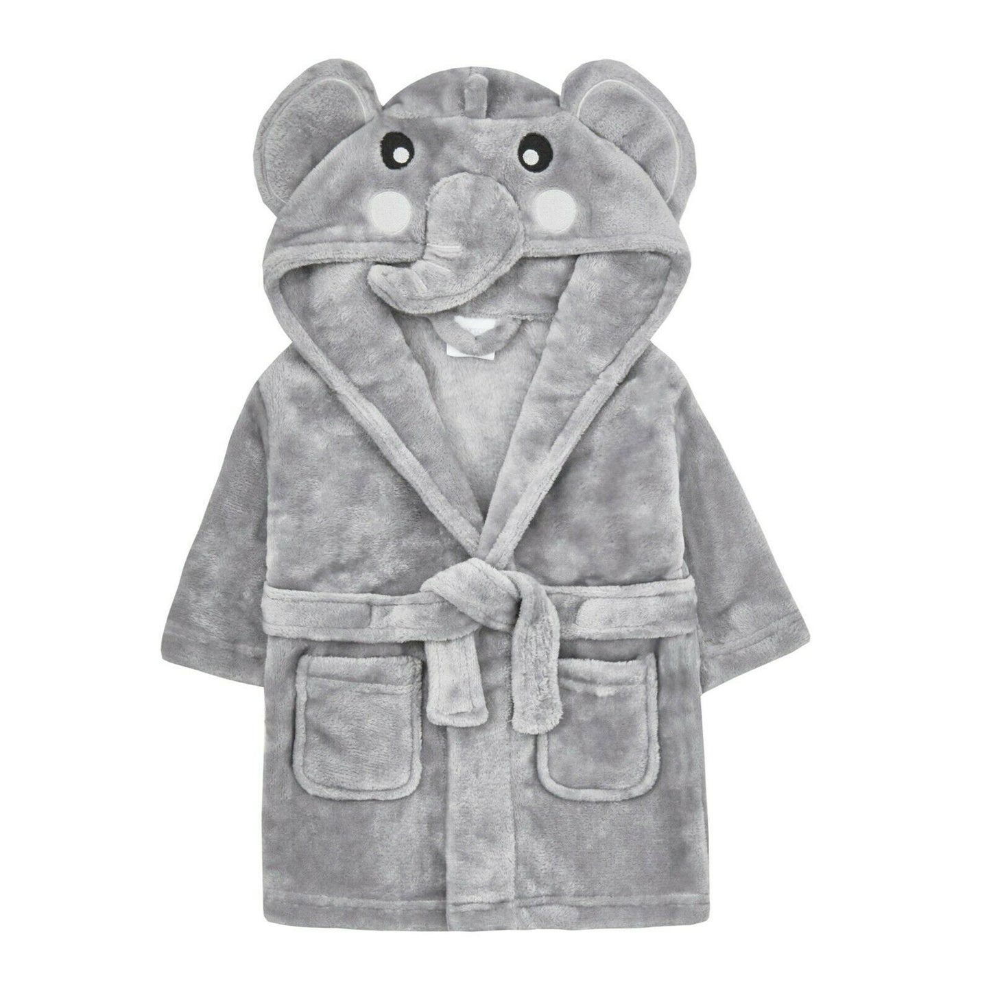 PERSONALISED with EMBROIDERY Elephant Face Dressing Gown with Matching Comforter Toy Ideal Baby Gift Babies 0-6 Months