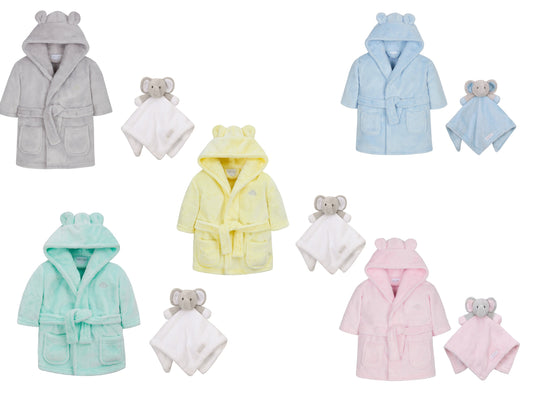 Personalised Baby Robe Dressing Gown 0-6 Months with Matching Personalised Comforter Great baby Gift Perfect For Baby Showers