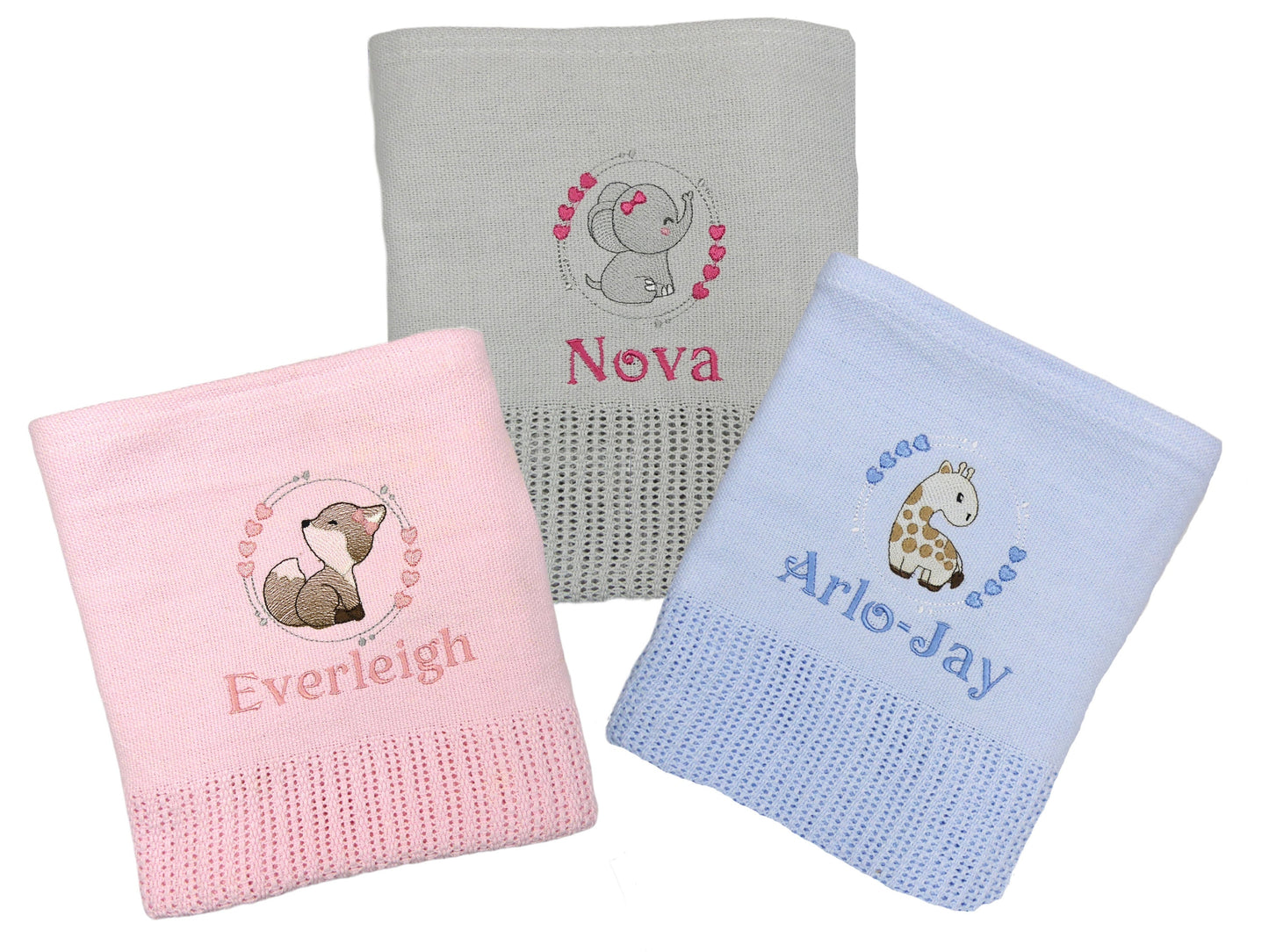 Personalised Baby Cellular Blanket  Soft 100% Cotton 110x70cm  Perfect Cosy Baby Gift 3 Colours