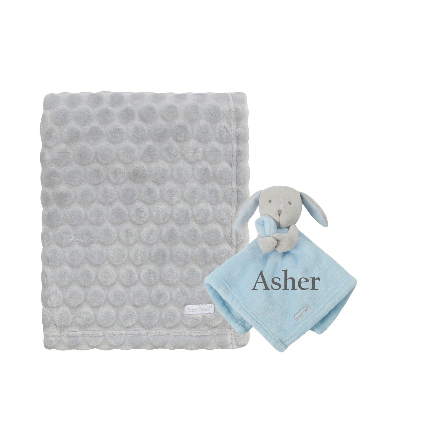 BOTH Personalised with Embroidery Luxury Bobble Blanket Baby Blanket Comforter Set Keepsake Gift for Baby