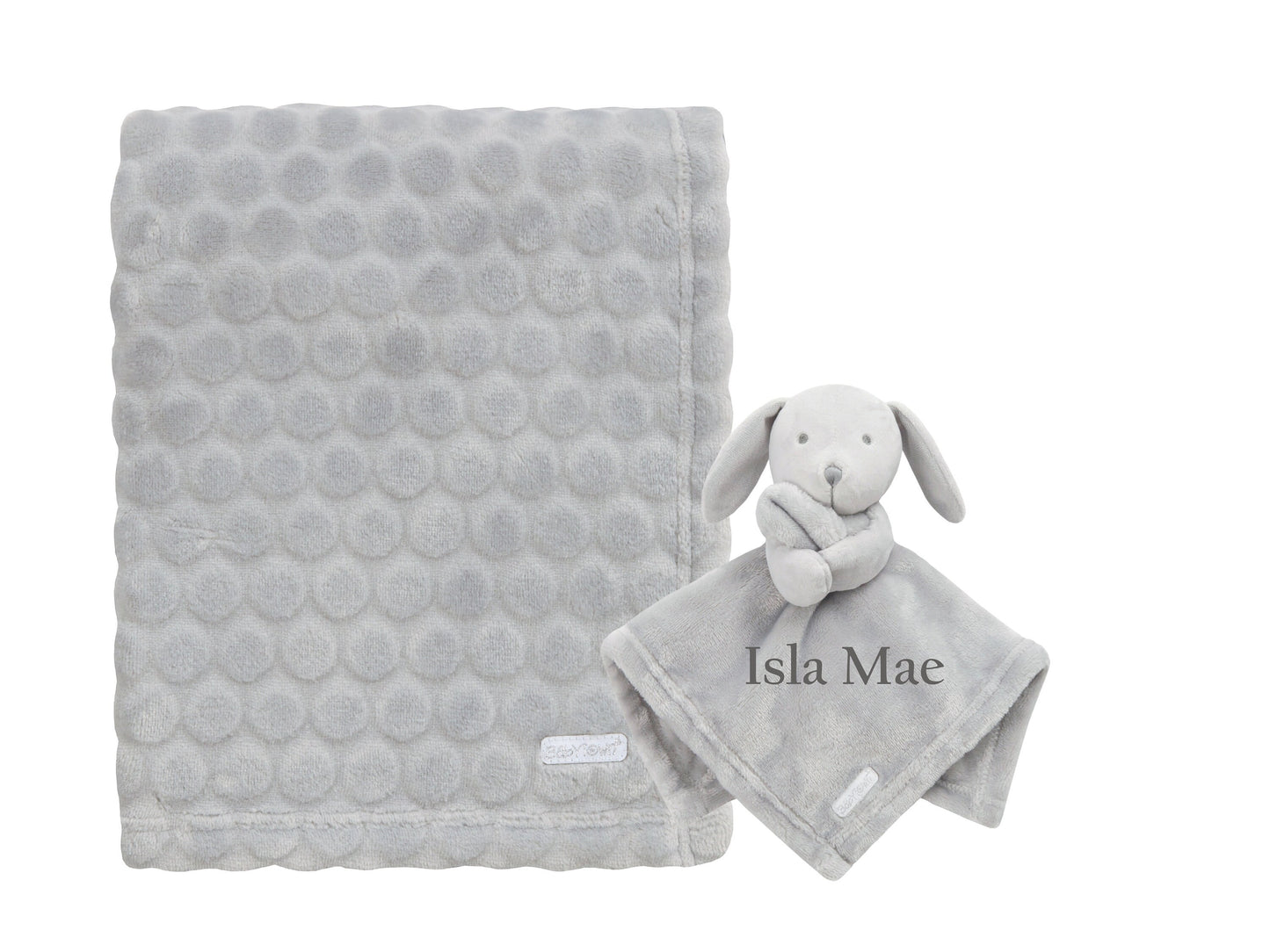 BOTH Personalised with Embroidery Luxury Bobble Blanket Baby Blanket Comforter Set Keepsake Gift for Baby