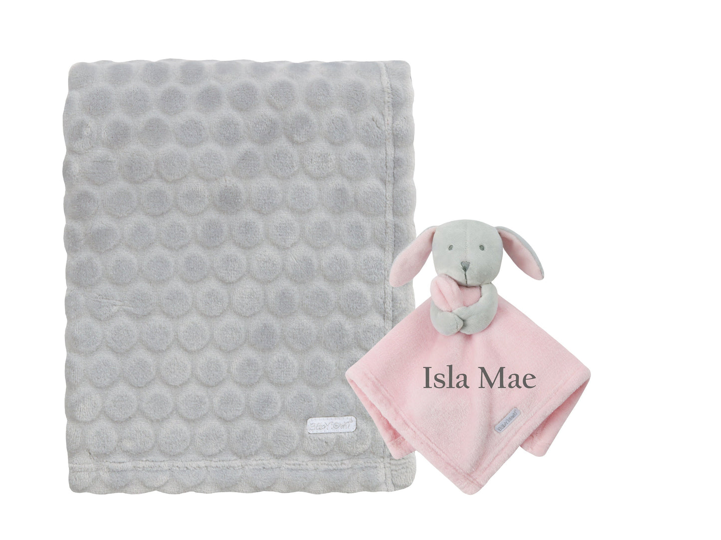 BOTH Personalised with Embroidery Luxury Bobble Blanket Baby Blanket Comforter Set Keepsake Gift for Baby