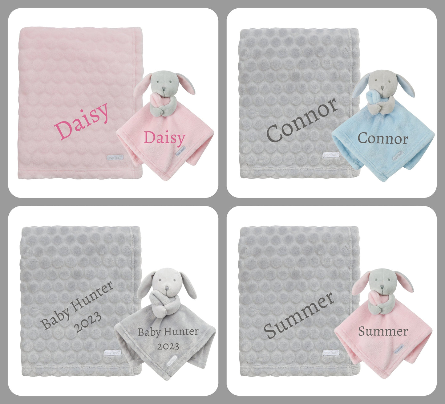BOTH Personalised with Embroidery Luxury Bobble Blanket Baby Blanket Comforter Set Keepsake Gift for Baby