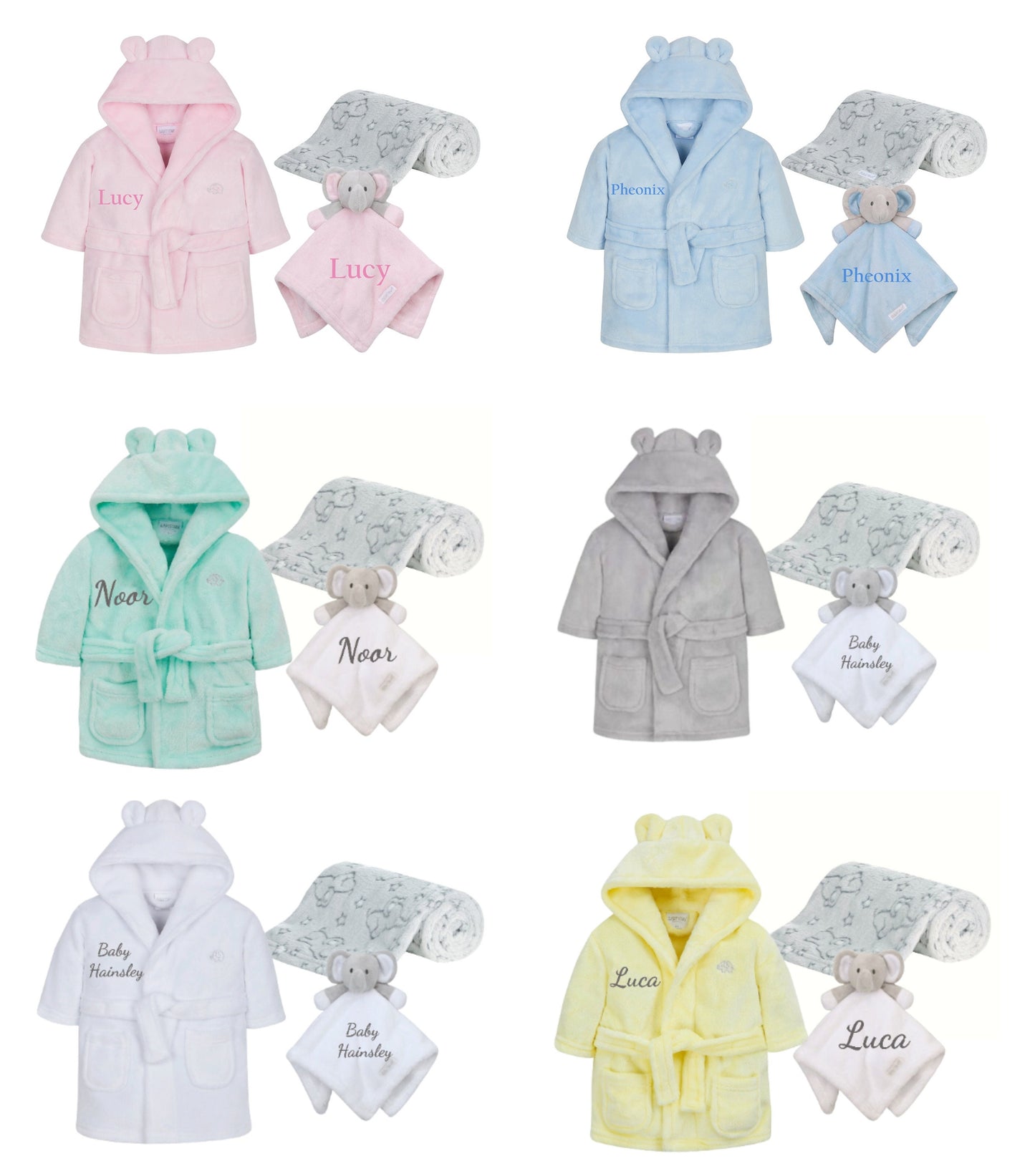 Personalised Baby Robe Dressing Gown 0-6 Months with Matching Personalised Comforter and Blanket Great baby Gift Perfect For Baby Showers