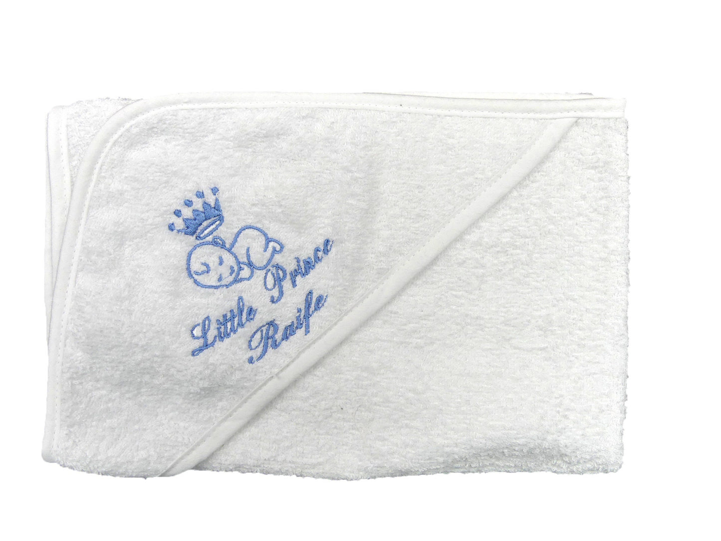 Hooded Baby Towel with PERSONALISED with EMBROIDERY 'Princess' or 'Prince' with cute Baby Motiff