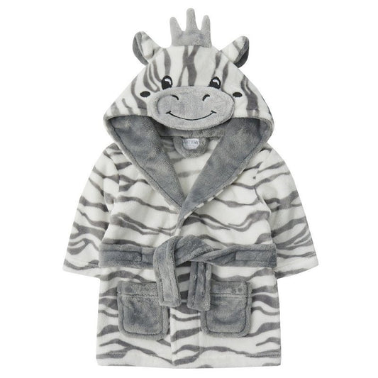 PERSONALISED with EMBROIDERY Zebra Face Dressing Gown Baby 0-6 Months with Matching Comforter Toy Ideal Baby Gift