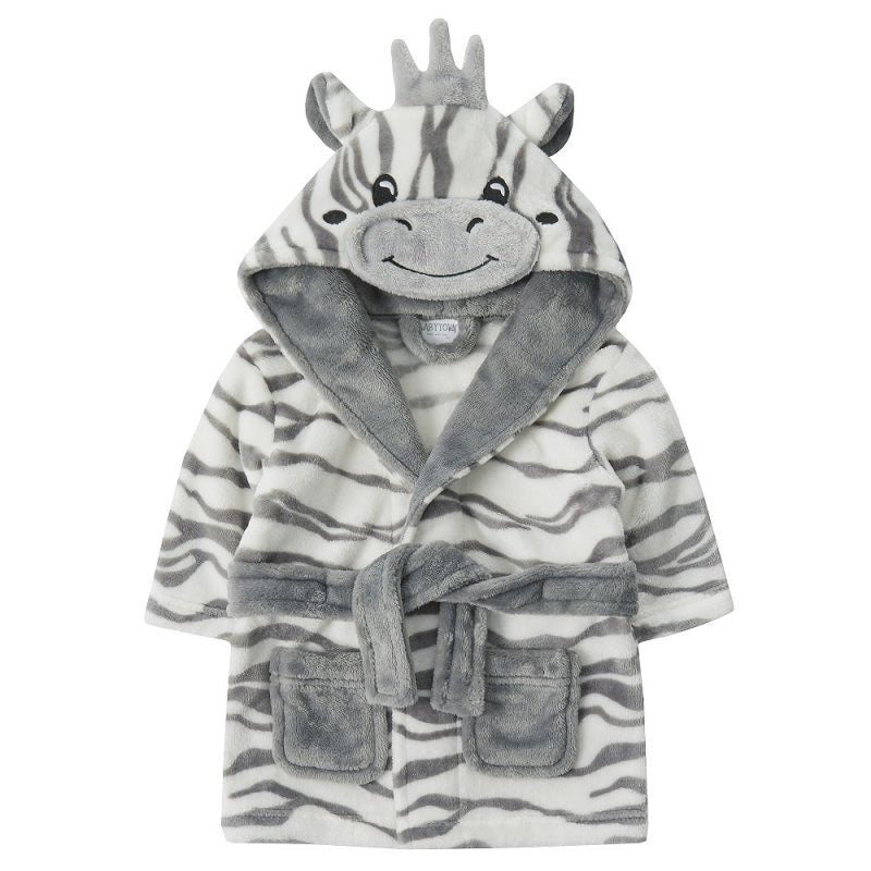 PERSONALISED with EMBROIDERY Zebra Face Dressing Gown Baby 0-6 Months to 2 Years Ideal Baby Christmas Gift