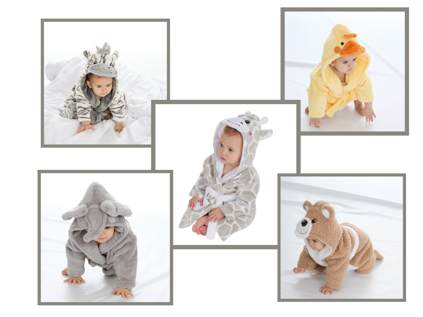 PERSONALISED with EMBROIDERY Animal Face Dressing Gowns Baby Perfect  Gift So Cute
