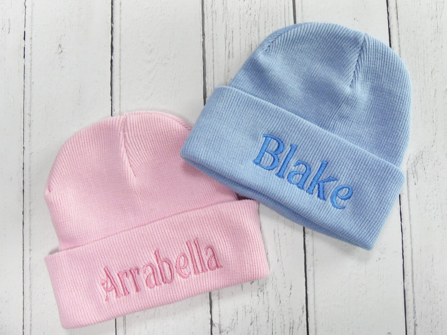 Personalised Baby Beanie Hat Embroidered Modern Colours 100% Cotton 0-12 Months