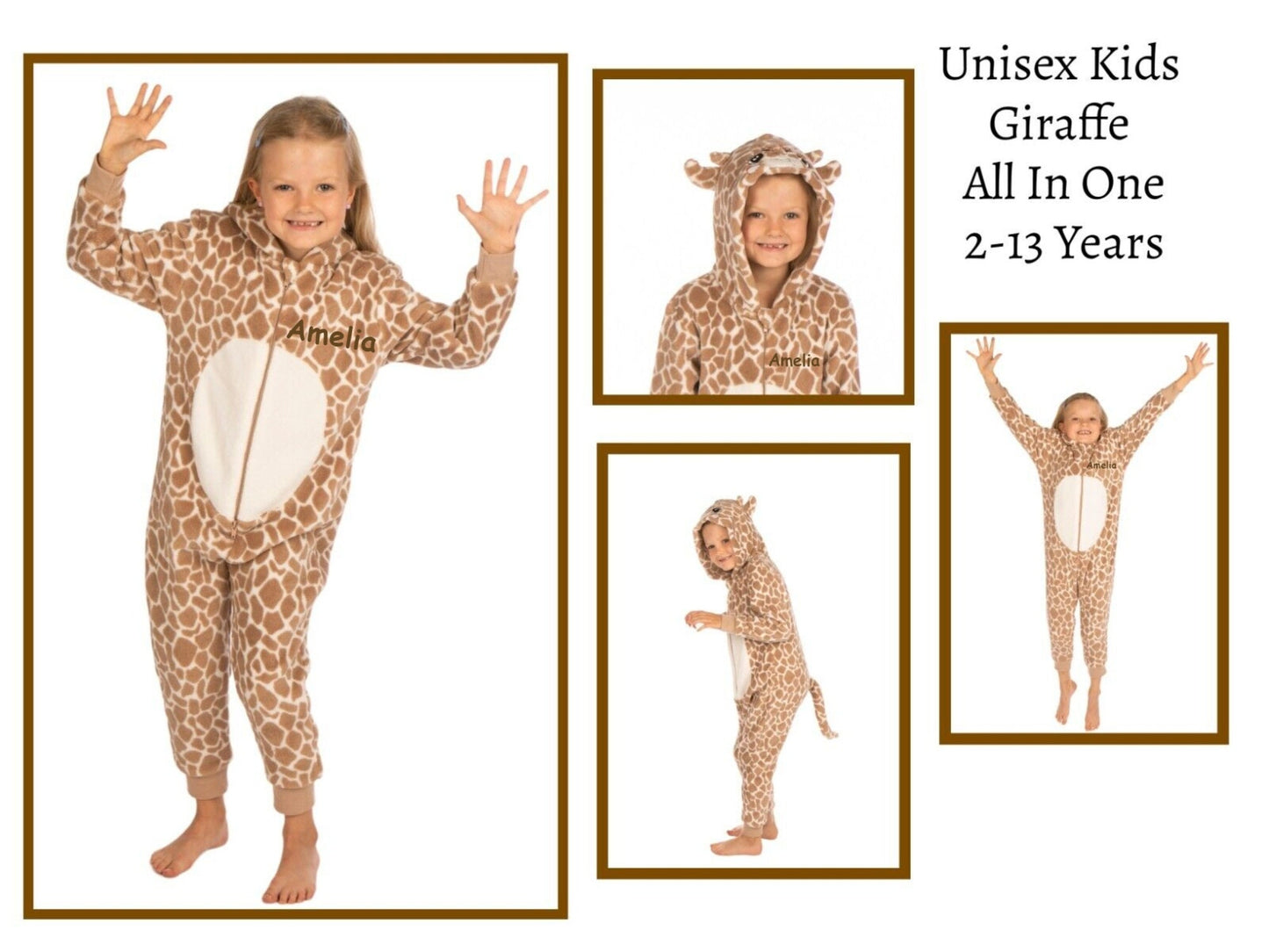 Personalised Giraffe Jumpsuit for Kids: Embroidered Christmas Gift, Cute Animal Outfit (2-10 Years)