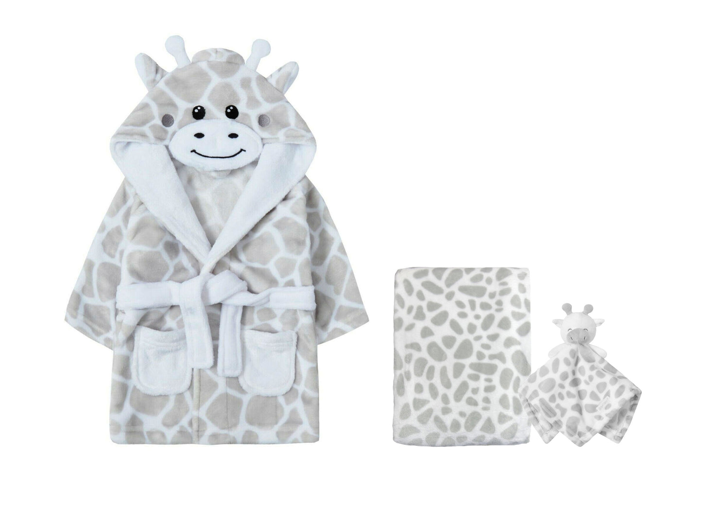 Personalised Soft Baby Giraffe Dressing Gown and matching Giraffe Comforter and Blanket 0-6 Months 6-9 Months Ideal Gift