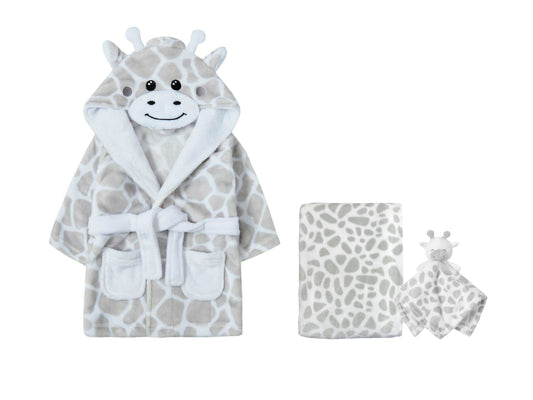 Personalised Soft Baby Giraffe Dressing Gown and matching Giraffe Comforter and Blanket 0-6 Months 6-9 Months Ideal Gift