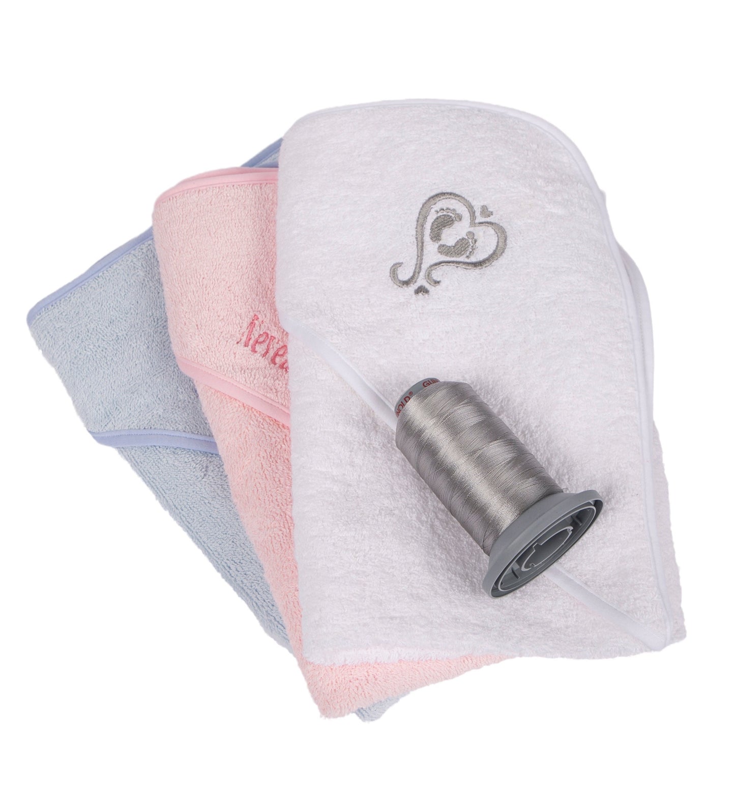 Custom Baby Hooded Towel with Heart Footprints Design Keepsake