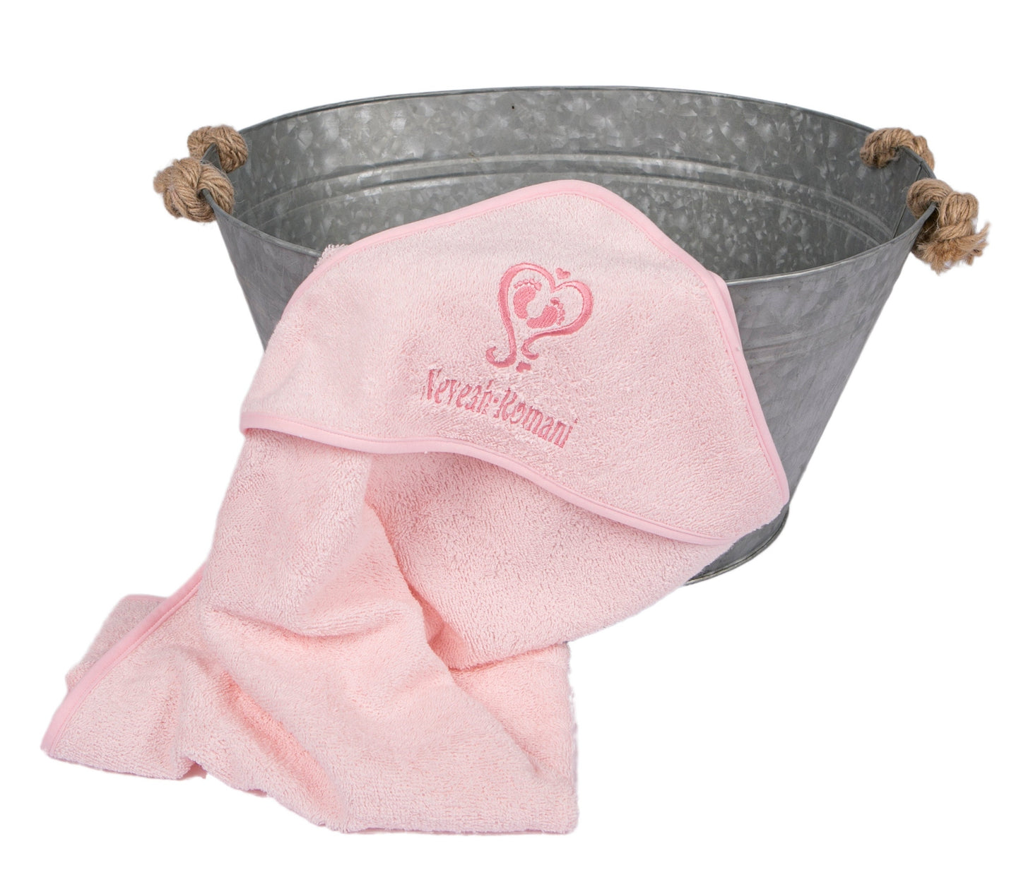 Custom Baby Hooded Towel with Heart Footprints Design Keepsake