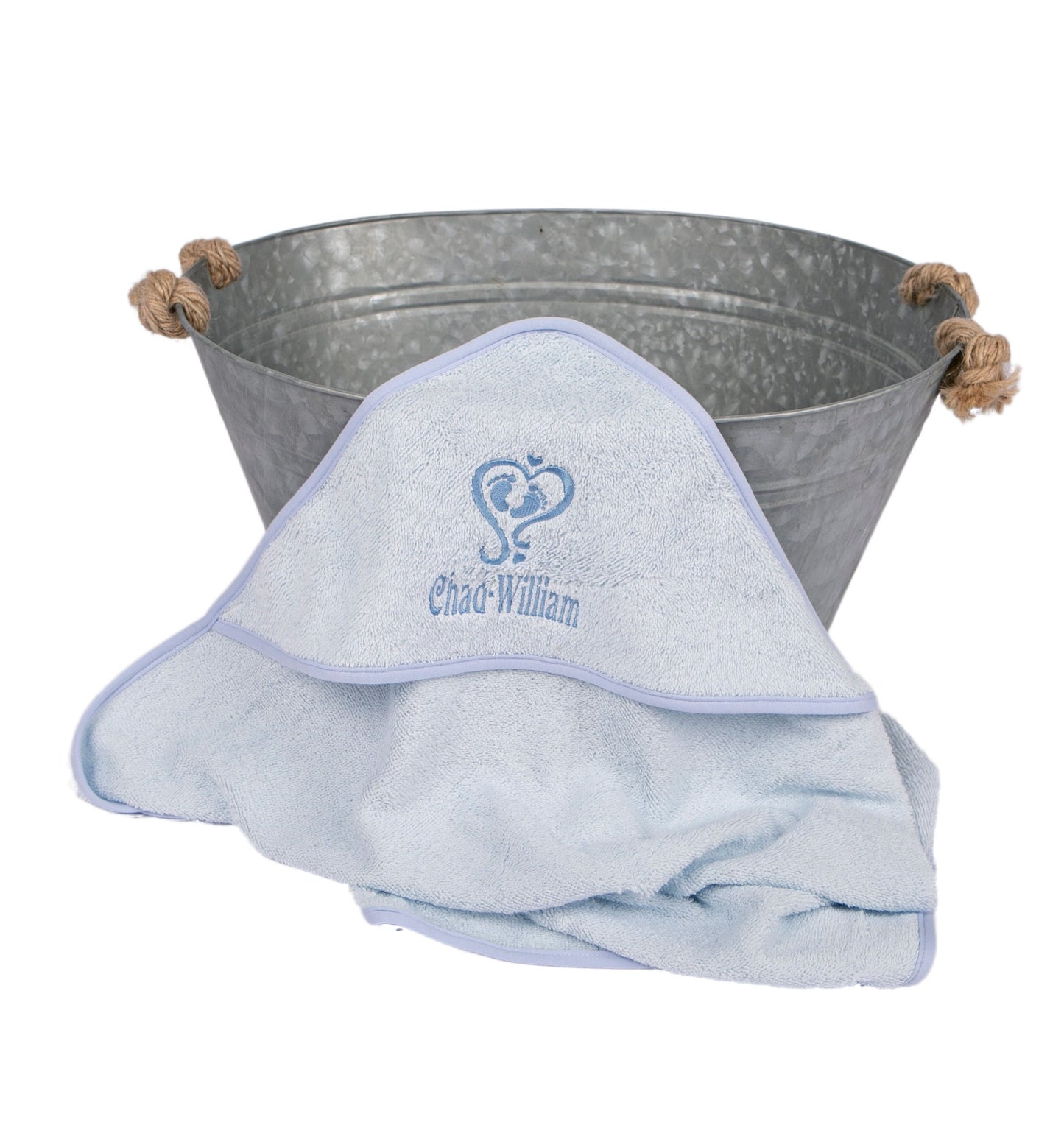 Custom Baby Hooded Towel with Heart Footprints Design Keepsake