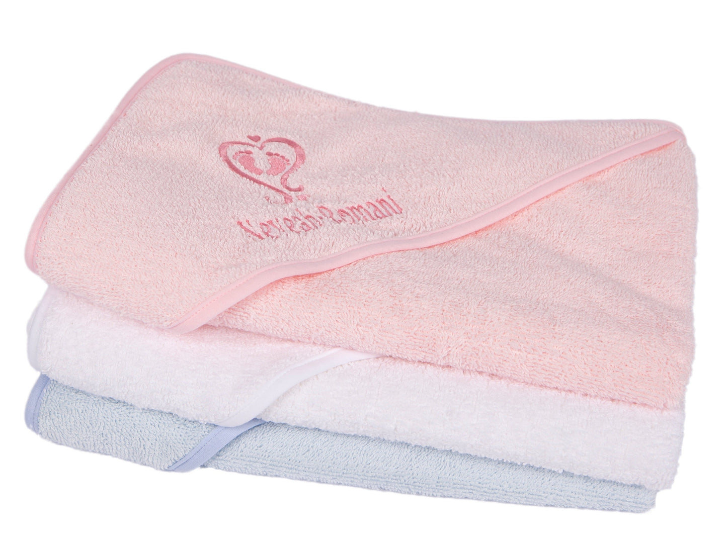 Custom Baby Hooded Towel with Heart Footprints Design Keepsake