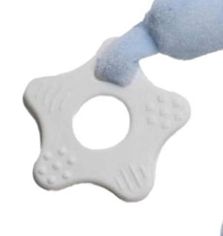 Personalised Baby Elephant Comforter Attached Teething Ring Embroidered with Significant Birth Info Made from 100% Recycled Materials