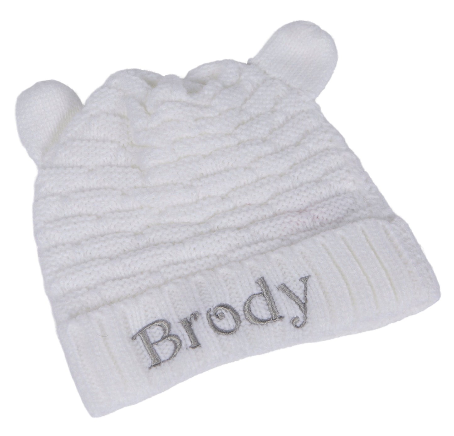 Personalised Baby Teddy Hat with Cute Ears Embroidered Four Colours  0-12 Months
