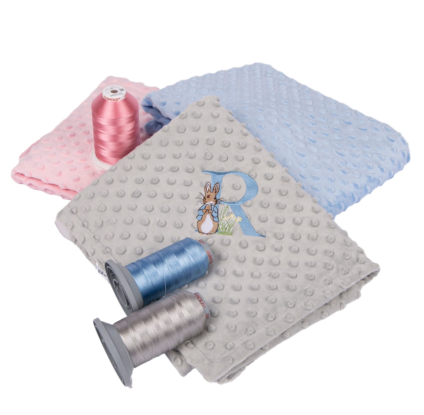 Personalised Peter Rabbit Monogram Baby Bubble Blanket 100cms x70cms 100% Cotton Ideal Baby Gift for Easter