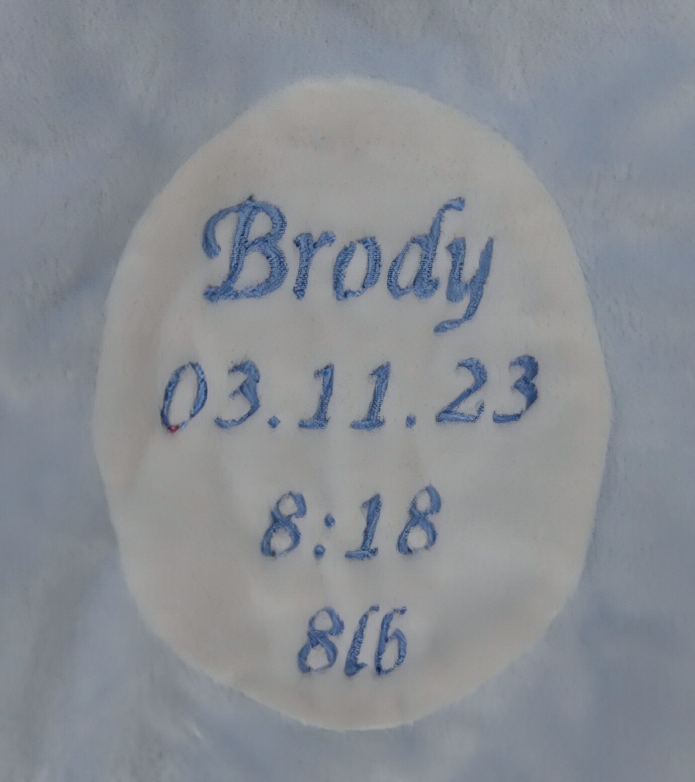 Personalised Baby Elephant Comforter Attached Teething Ring Embroidered with Significant Birth Info Made from 100% Recycled Materials