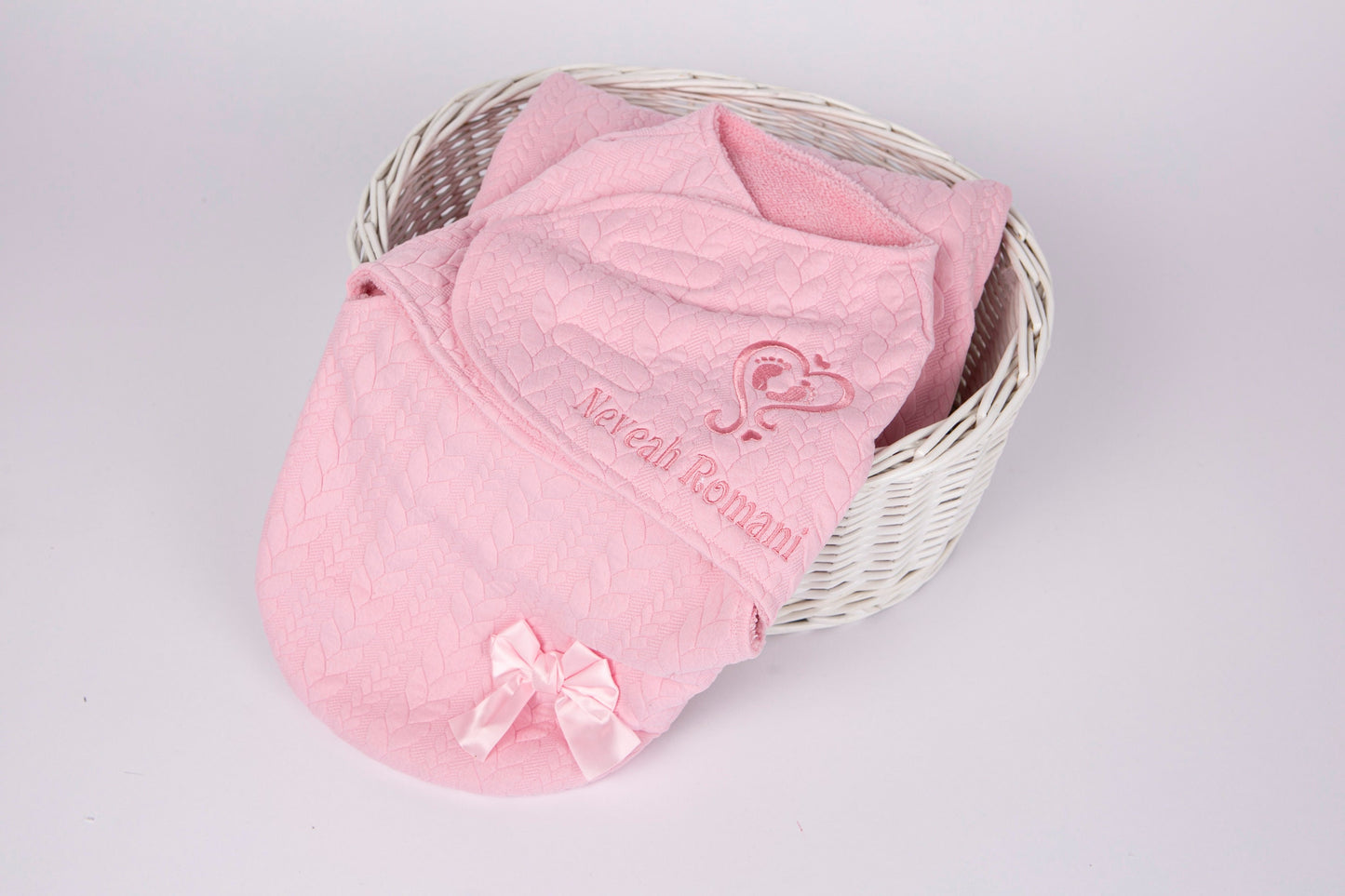 Babies Personalised Swaddle Wrap Blanket 0-3 Months Heart Framed Footprints Fluffy Lined Baby Wrap Blanket