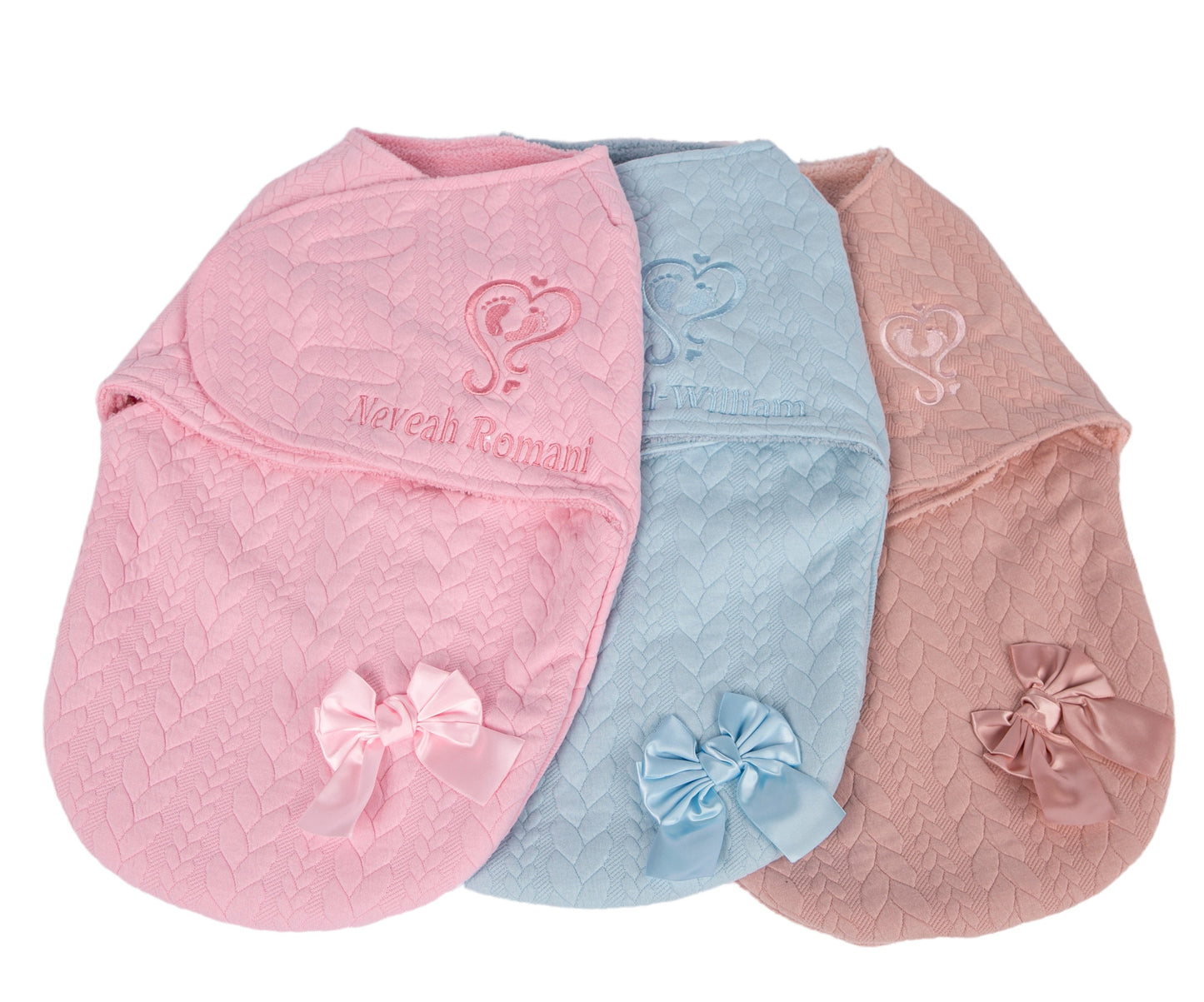 Babies Personalised Swaddle Wrap Blanket 0-3 Months Heart Framed Footprints Fluffy Lined Baby Wrap Blanket