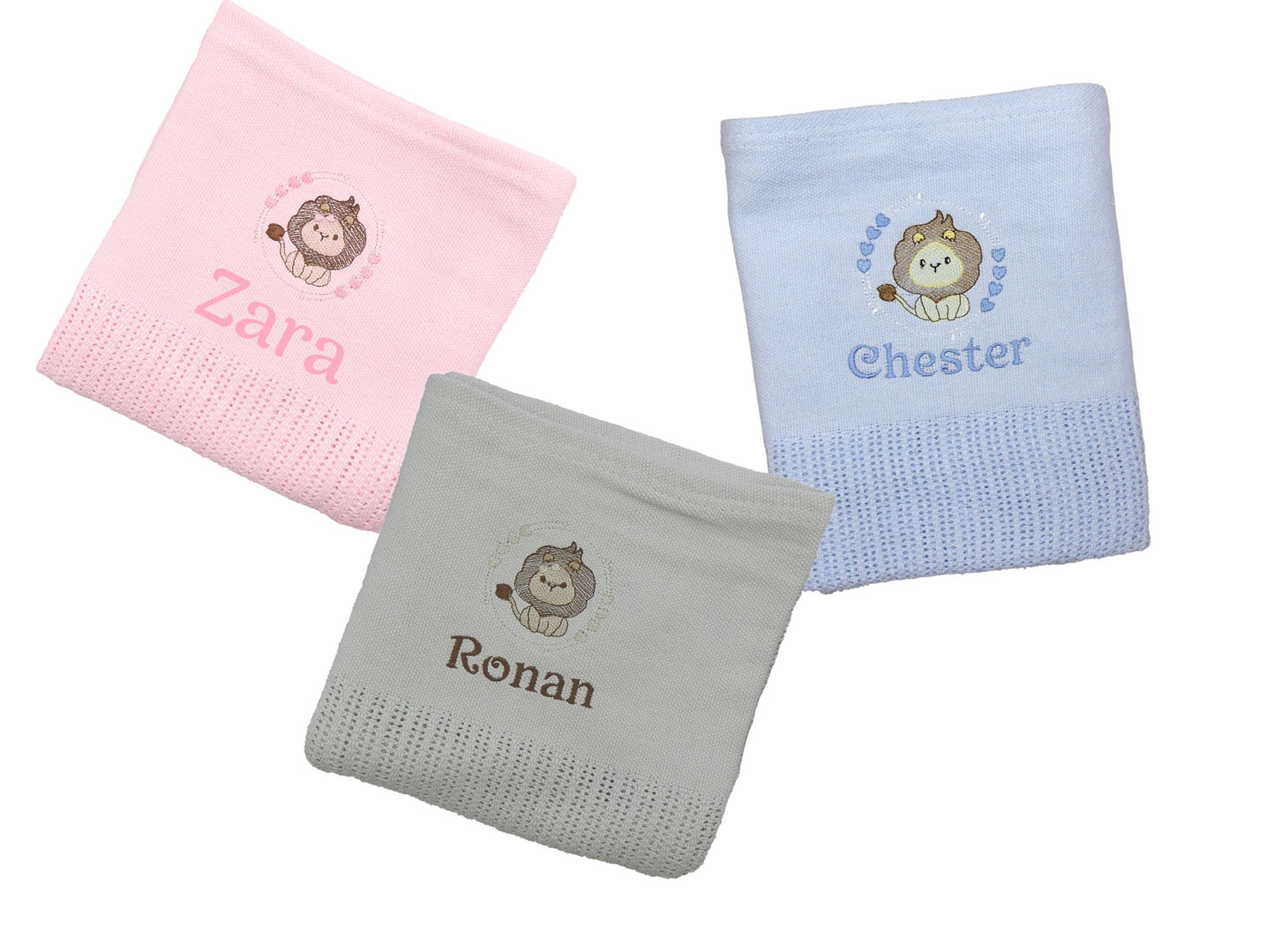 Personalised Baby Cellular Blanket  Soft 100% Cotton 110x70cm  Perfect Cosy Baby Gift 3 Colours