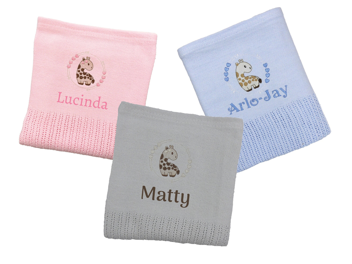 Personalised Baby Cellular Blanket  Soft 100% Cotton 110x70cm  Perfect Cosy Baby Gift 3 Colours