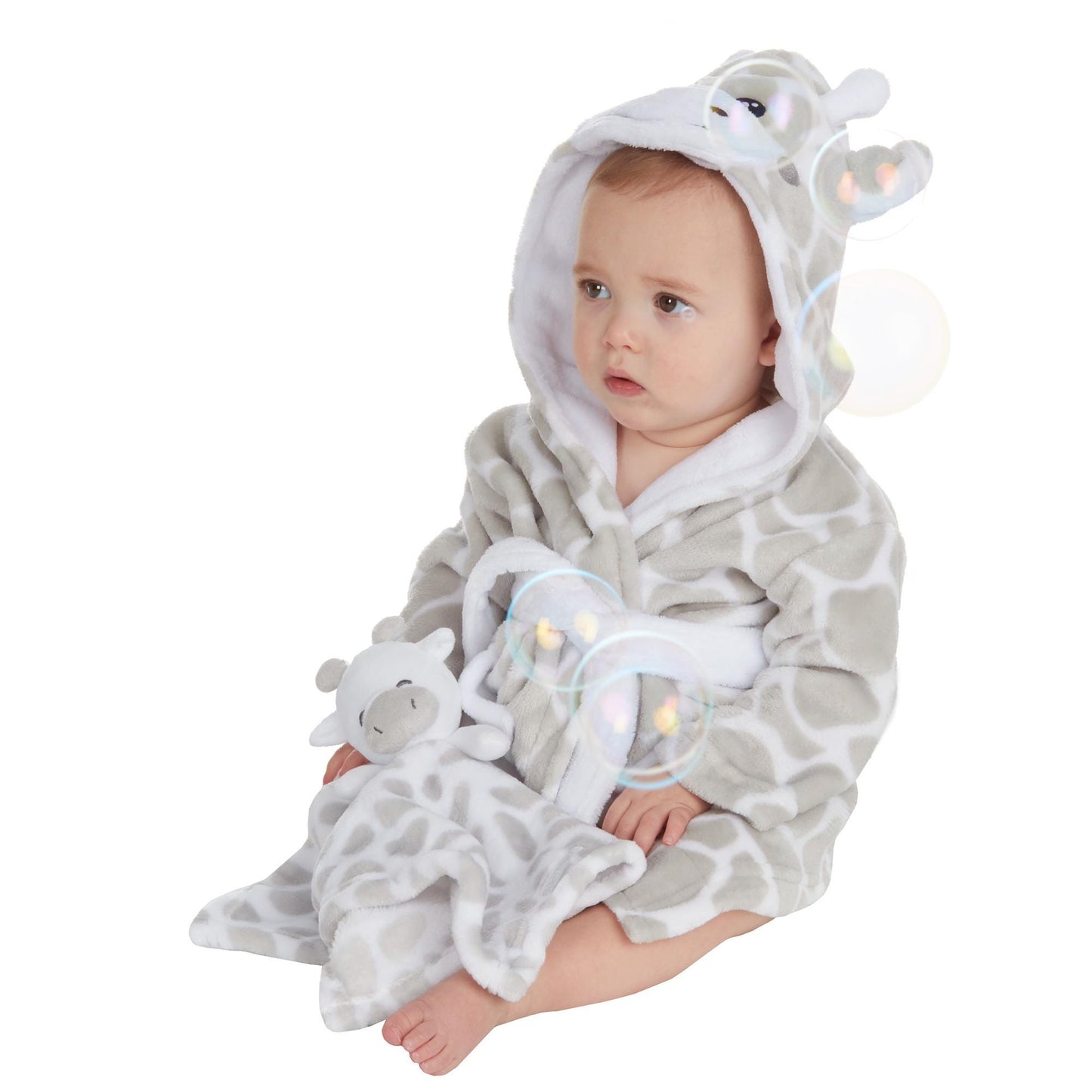 Personalised Baby Robe Giraffe Dressing Gown 0-6 Months Matching Personalised Comforter and Blanket Great baby Gift Perfect For Baby Showers