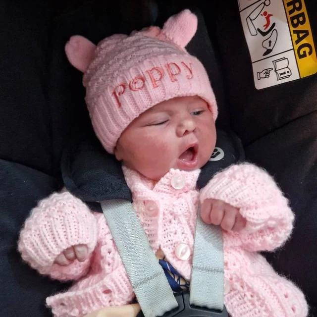 Personalised Baby Teddy Hat with Cute Ears Embroidered Four Colours  0-12 Months