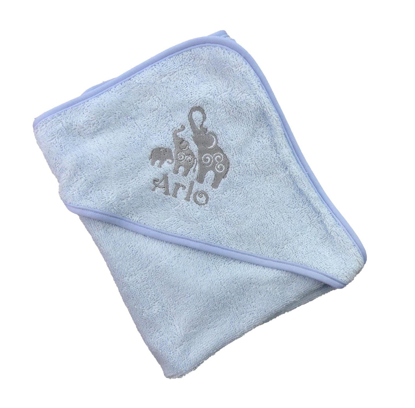 Hooded Baby Towel Elephant Family and baby Name PERSONALISED with EMBROIDERY Baby Shower Gift