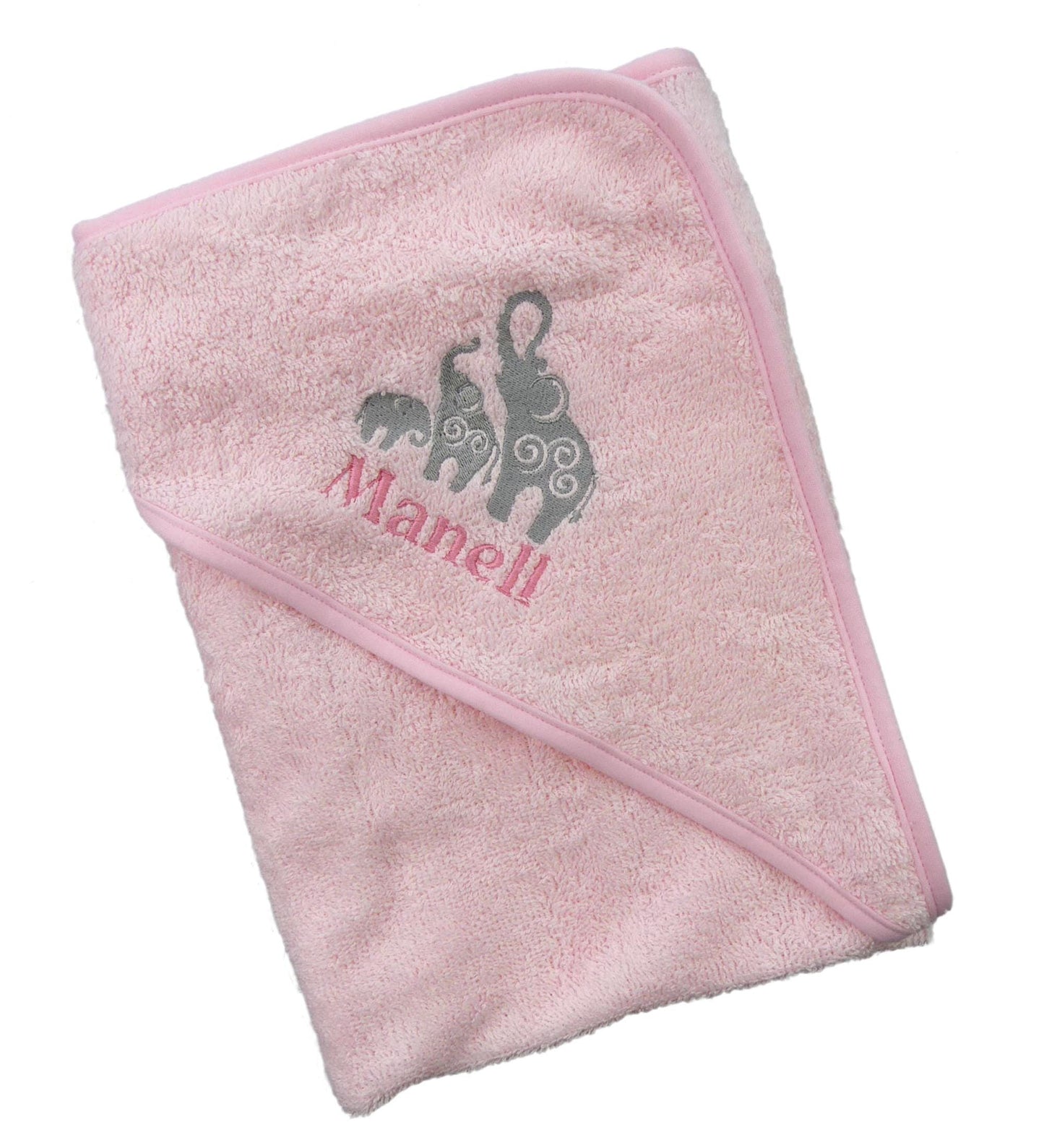 Hooded Baby Towel Elephant Family and baby Name PERSONALISED with EMBROIDERY Baby Shower Gift