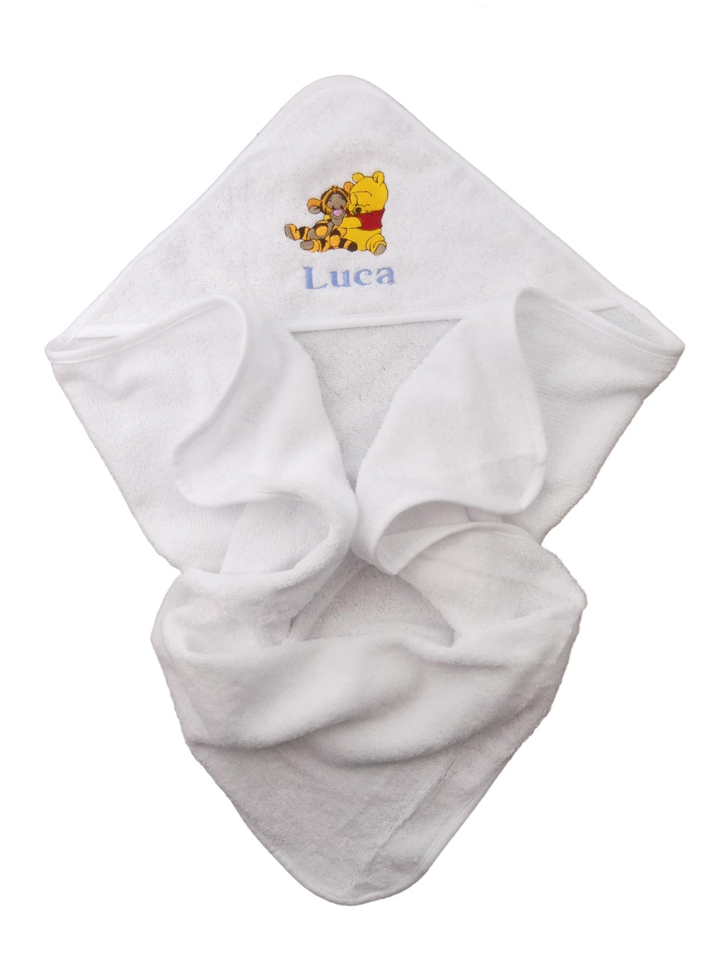 Winnie The Pooh Hooded Baby Towel  PERSONALISED with EMBROIDERY Baby Name in choice of colours