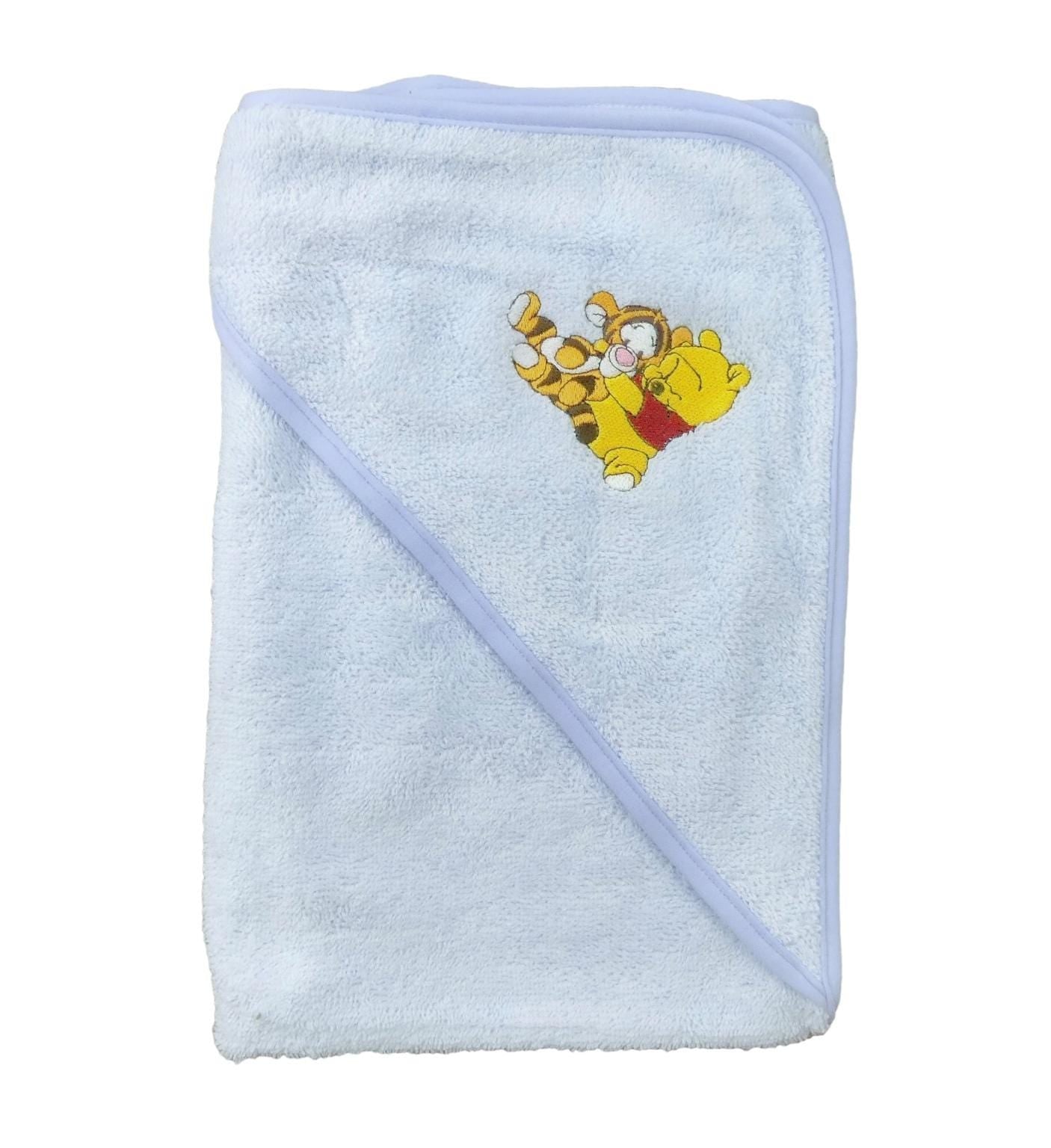 Winnie The Pooh Hooded Baby Towel  PERSONALISED with EMBROIDERY Baby Name in choice of colours
