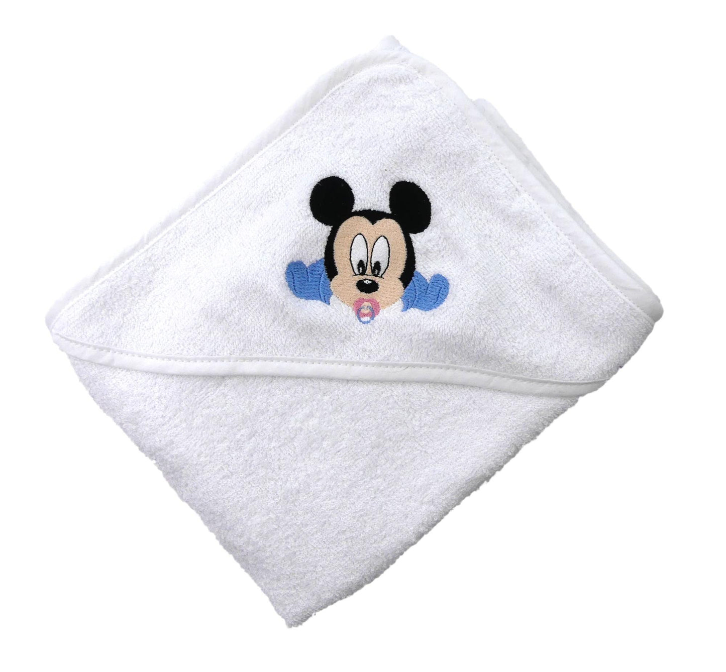 Mickey and Minnie Mouse Hooded Baby Towel  PERSONALISED with EMBROIDERY Baby Name in choice of colours
