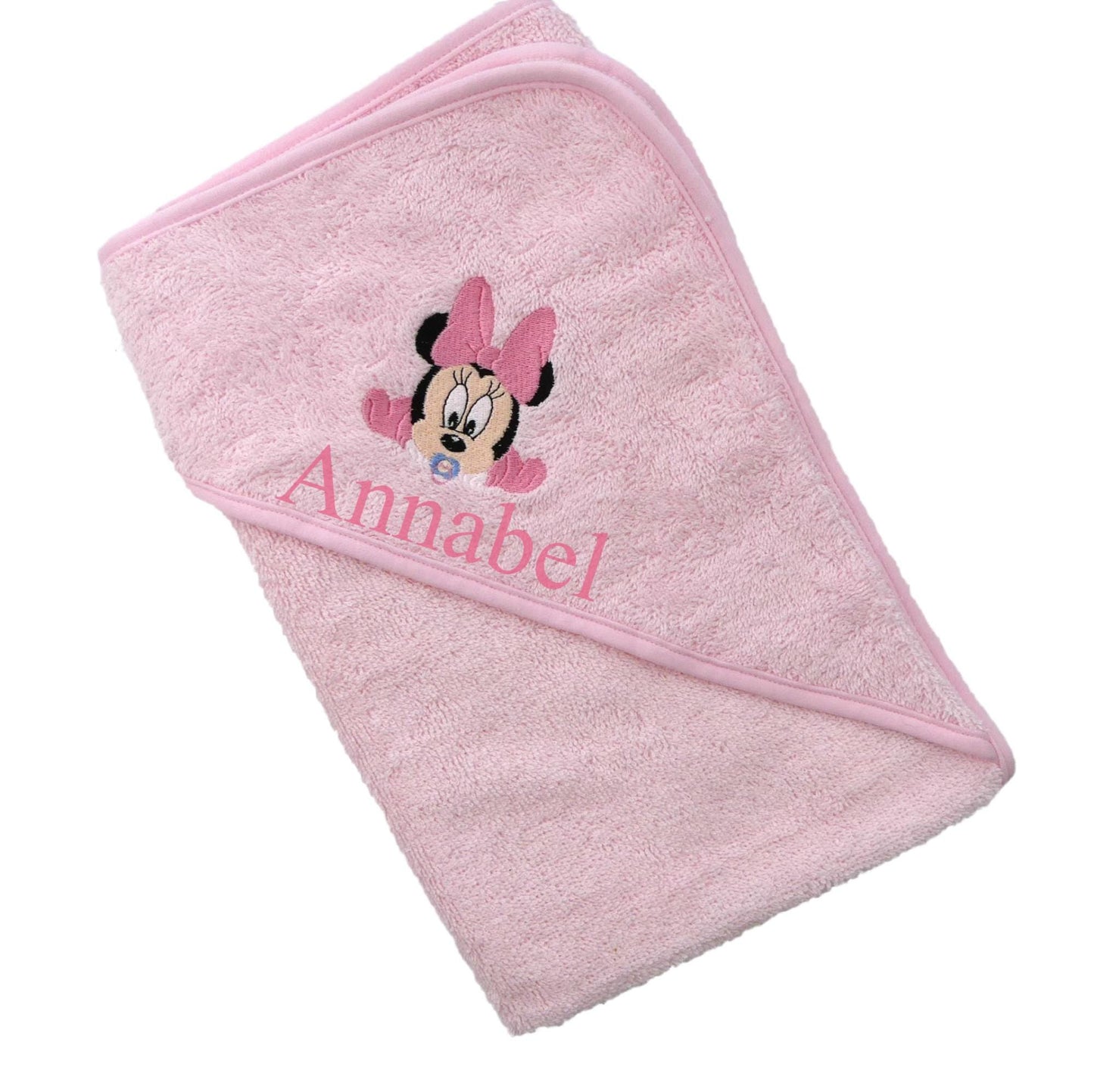 Mickey and Minnie Mouse Hooded Baby Towel  PERSONALISED with EMBROIDERY Baby Name in choice of colours