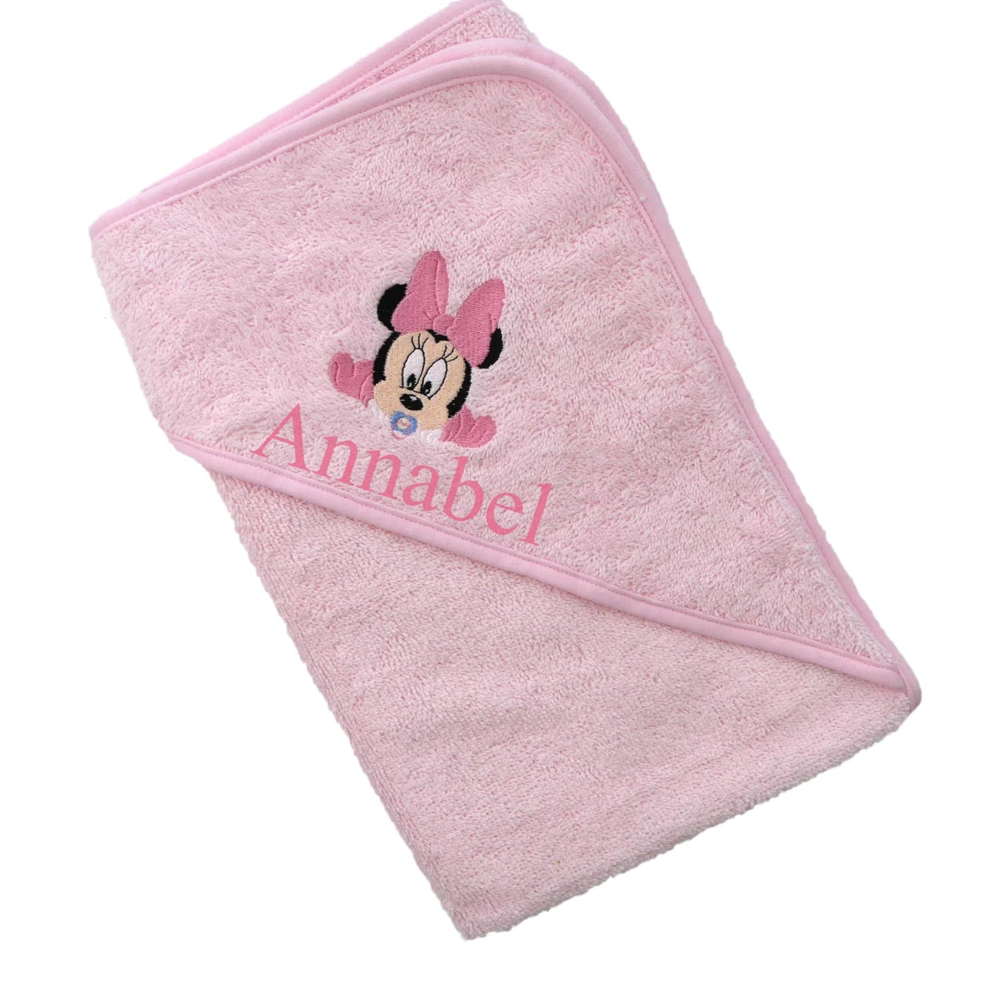 Mickey and Minnie Mouse Hooded Baby Towel  PERSONALISED with EMBROIDERY Baby Name in choice of colours