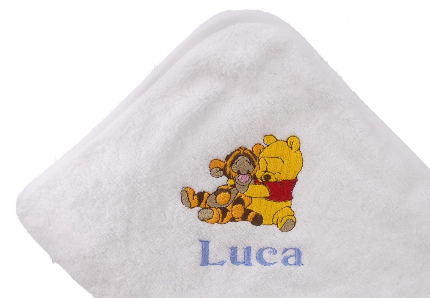 Winnie The Pooh Hooded Baby Towel  PERSONALISED with EMBROIDERY Baby Name in choice of colours