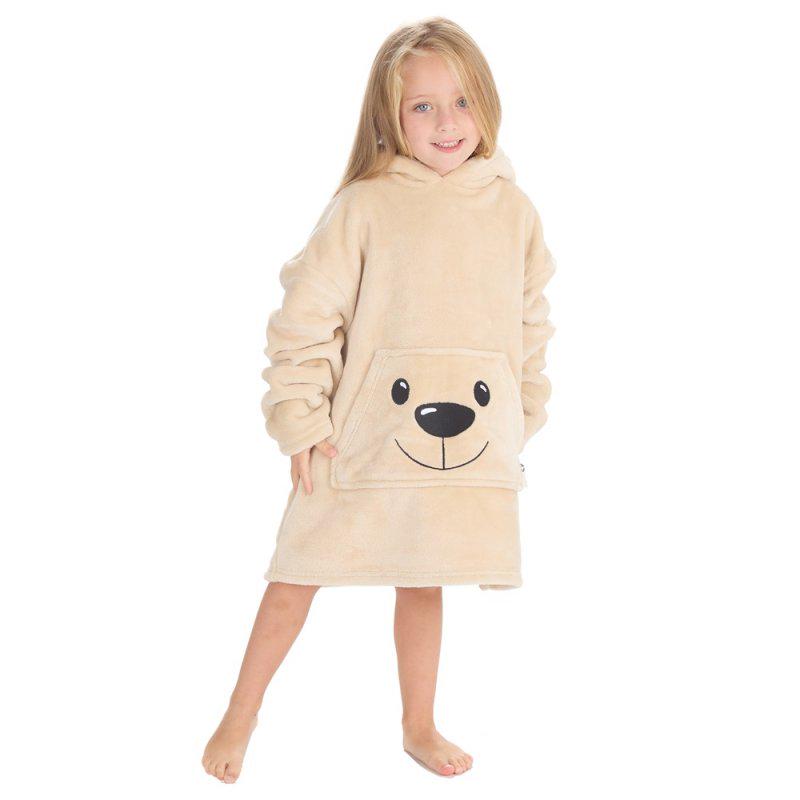 Teddy Design Childs Fleece Oversized Hoodie  Soft Cosy Fleece Personalised with Embroidery Two sizes Range from 18 months to 6 years