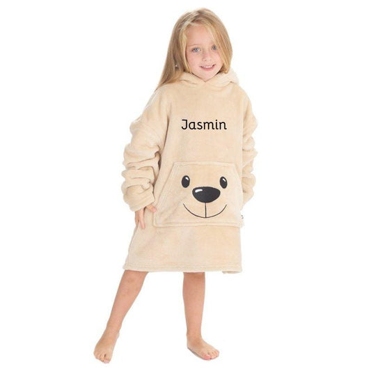 Teddy Design Childs Fleece Oversized Hoodie  Soft Cosy Fleece Personalised with Embroidery Two sizes Range from 18 months to 6 years