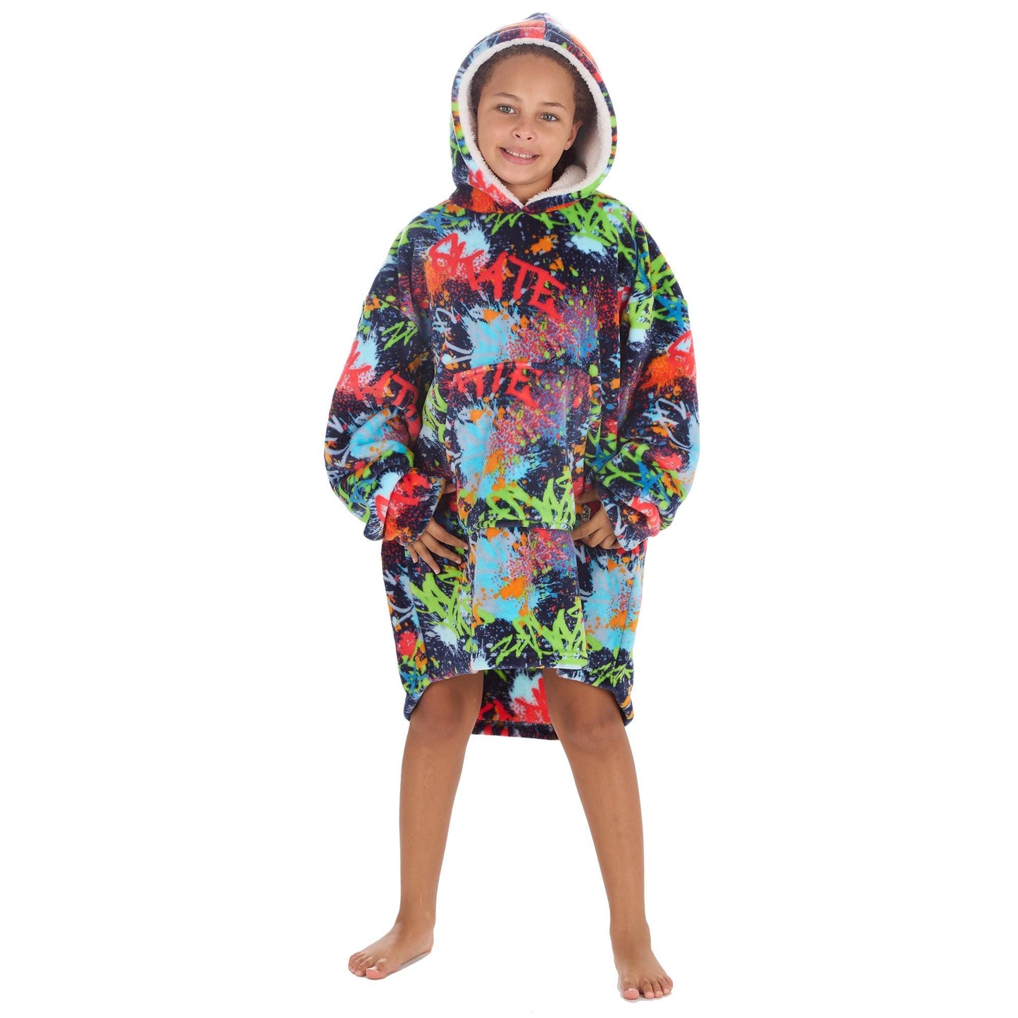 Boys Oversized Hoodies Graffiti Design Ultimate Comfort Personalised with Embroidery