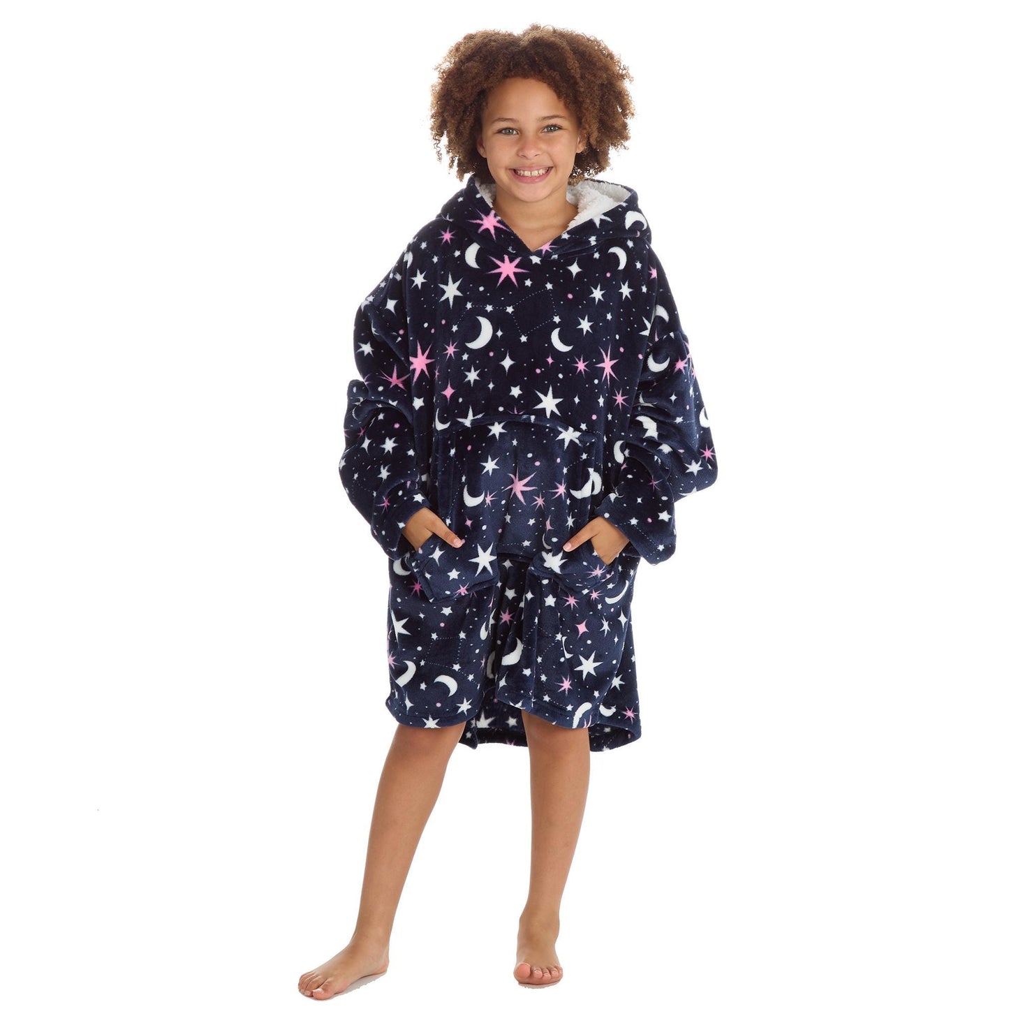 Older Girls Moon and Stars Personalised Over Sized Hoodie Wearable Blanket Loungewear